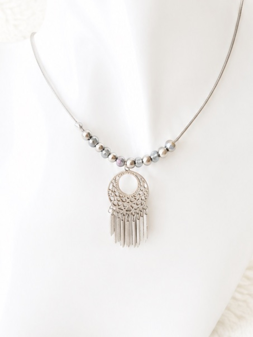 8 Pc Silver Tone Necklace Lot Cross Butterfly Pendant Charm Chain Geometric Boho
